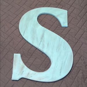 Blue Rustic HAND PAINTED Letter S